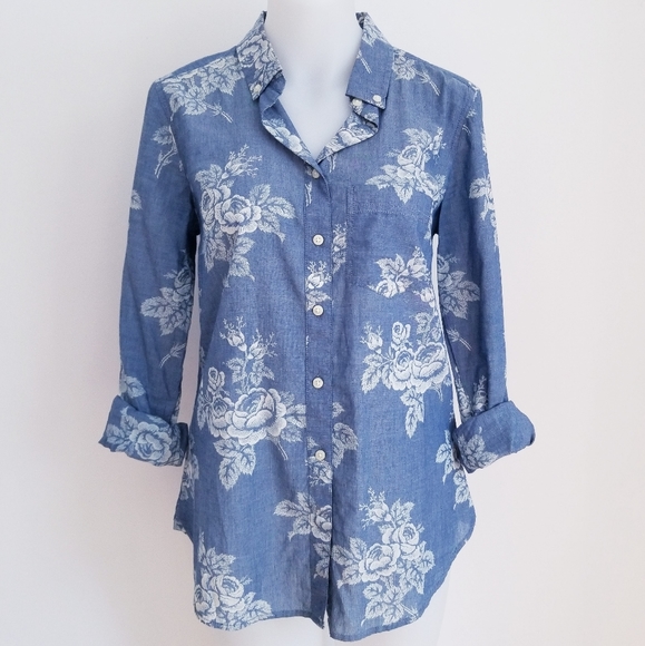 GAP Floral Chambray Tailored Shirt, Small - Picture 4 of 4